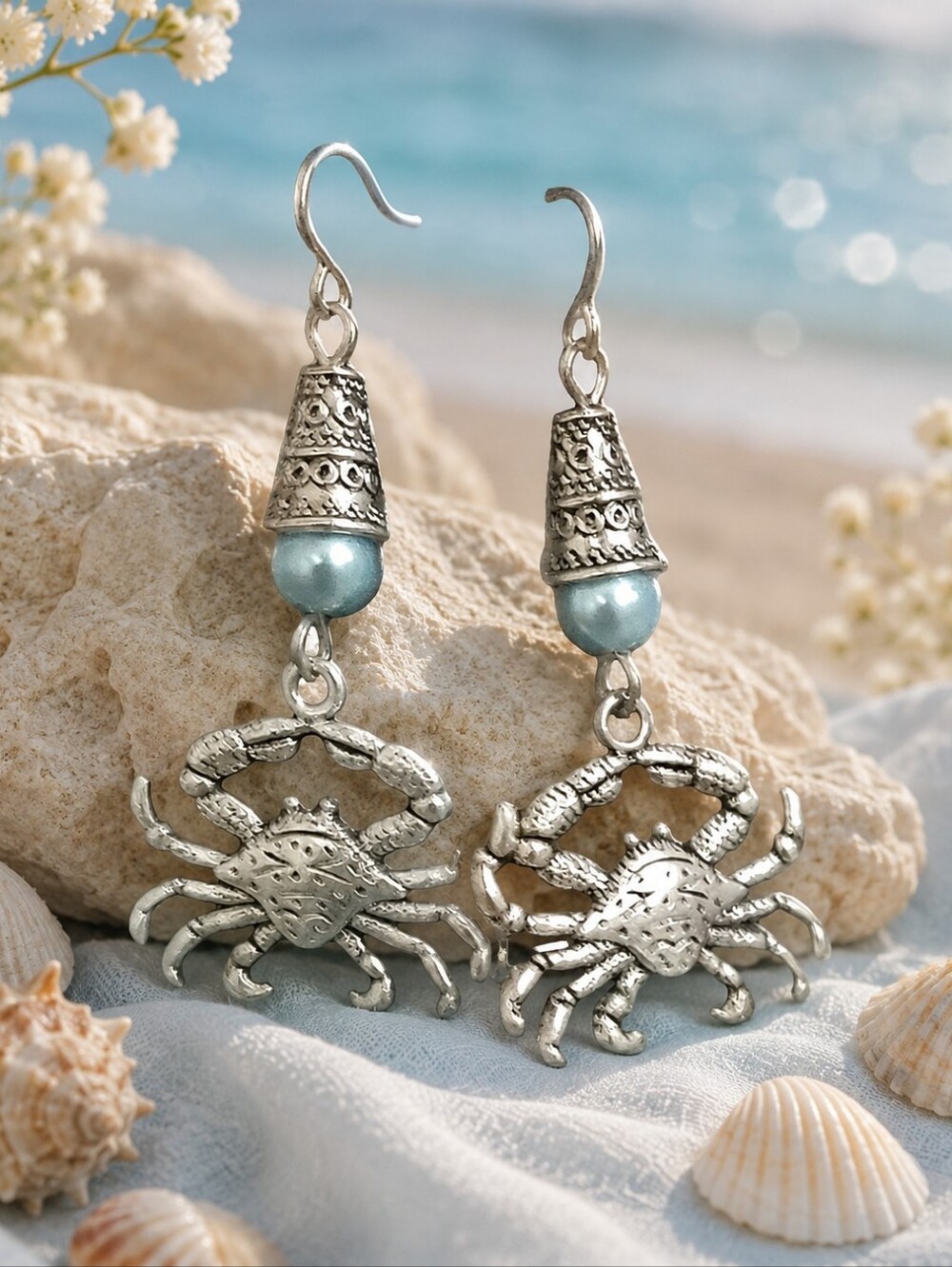 Handcreated Crab Earrings on Stainless Steel Ear Wires